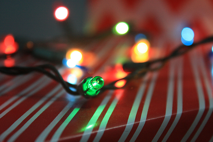 green, yellow, and blue string light