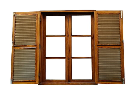 brown wooden louver window panel
