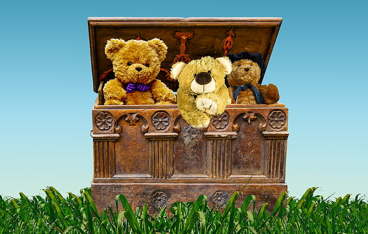 teddy bears inside hope chest