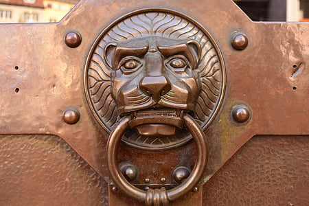 brown metal tiger door knocker