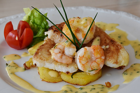 shrimp with sauce and tomato dish