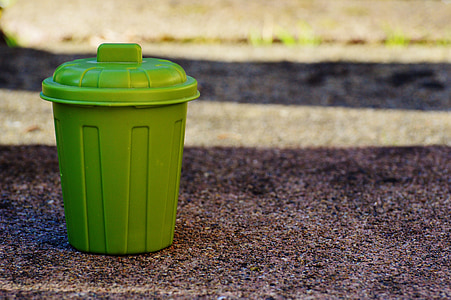 green plastic bin