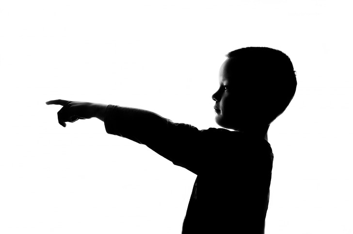 boy's silhouette with white background