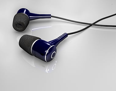 blue and grey earbuds with case