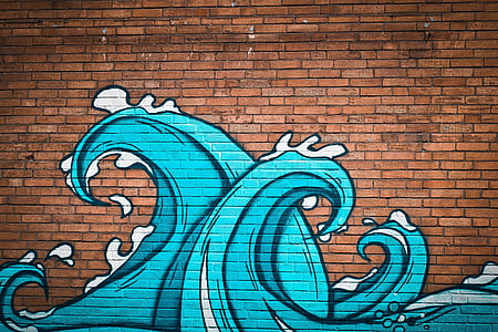 blue sea waves artwork