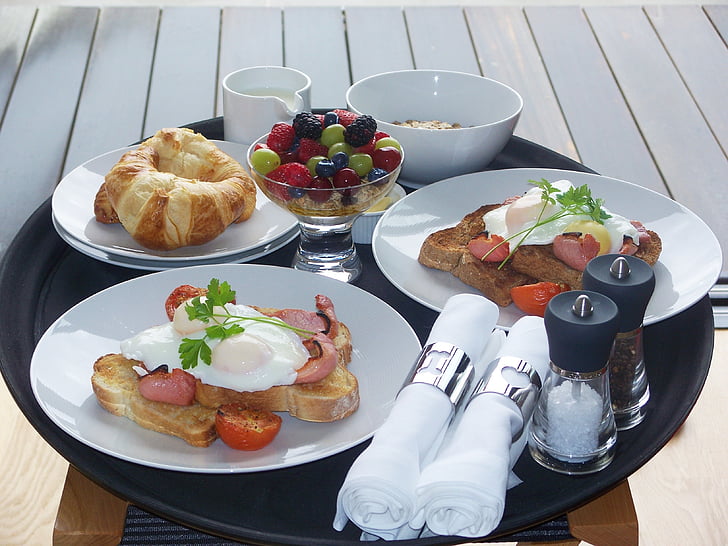 assorted breakfast on plate