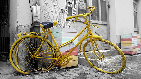 yellow dutch bicycle