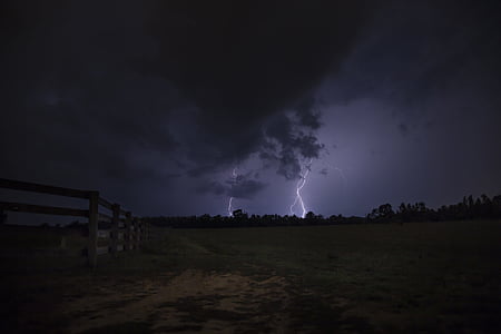 white lightning during night time