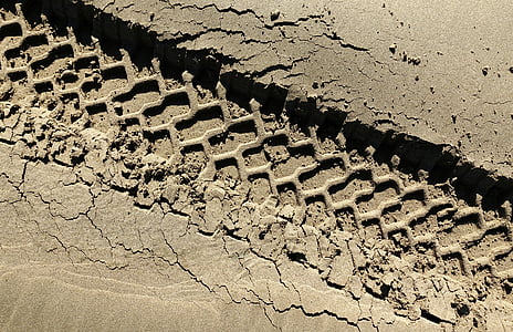 tire track on sand