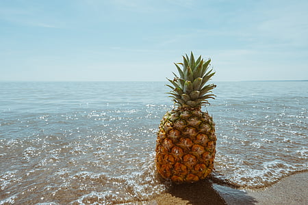 yellow pineapple fruit on sea at daytime