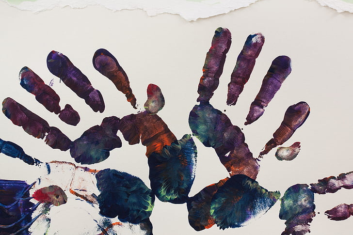 person showing hand prints