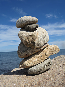 stack of stone near beach