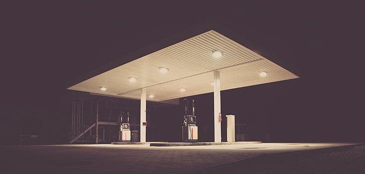 fuel station at night