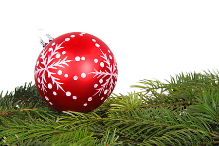red and white Christmas tree ball decor