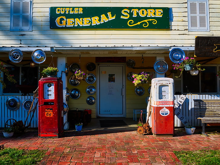 gas pump machines outside Cutler General Store
