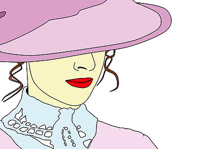 woman in pink and blue top illustration