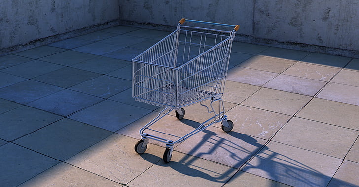 silver shopping cart under sunny sky