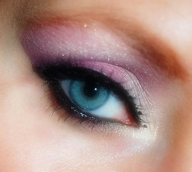 closeup photo of woman with purple and silver eyeshadow