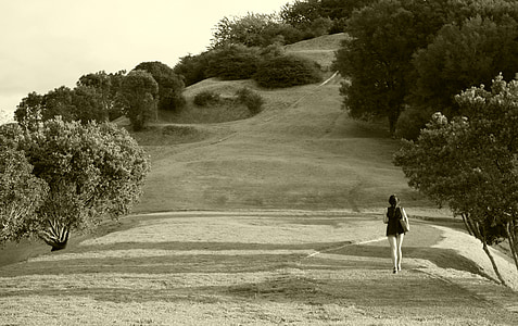 person standing on hill