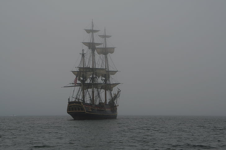brown galleon ship on sea
