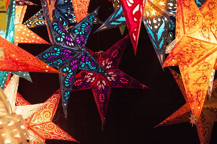 assorted-color star lamps