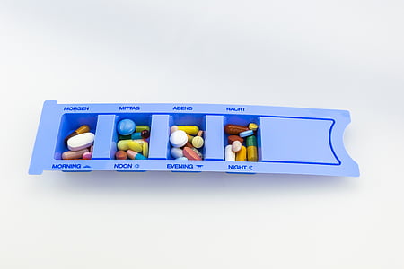blue medication pill organizer