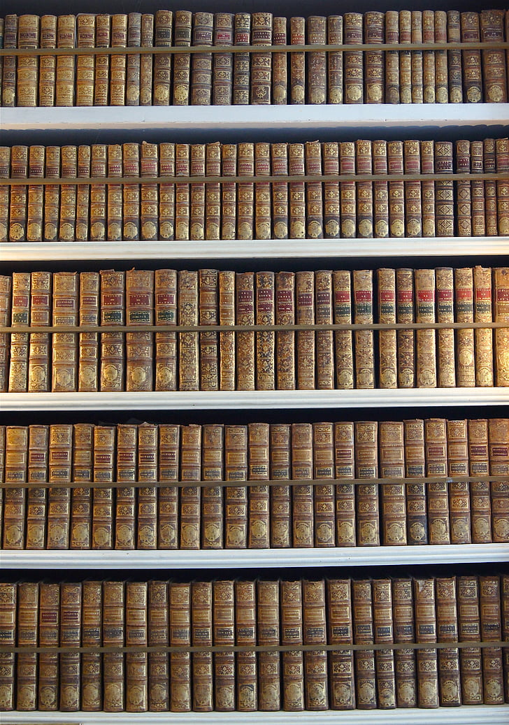 brown books on the bookcase