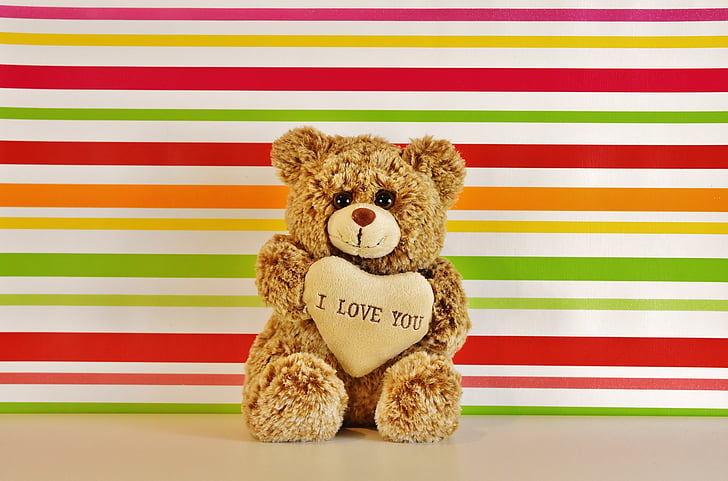 brown bear holding heart plush toy