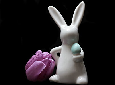 white ceramic rabbit