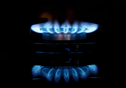 close-up photo of turned on gas stove