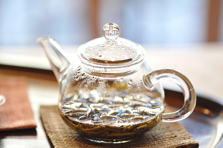 clear glass kettle on surface