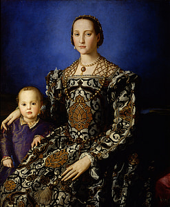painting woman beside a boy wearing dress