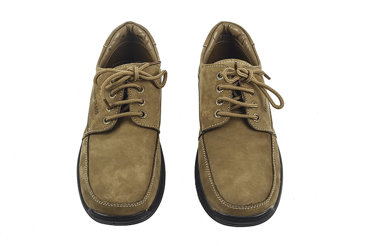pair of brown lace-up shoes