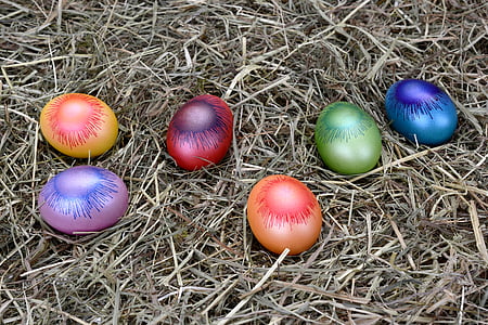 six assorted easter eggs