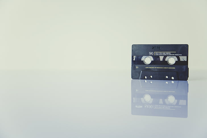 black and gray cassette tape