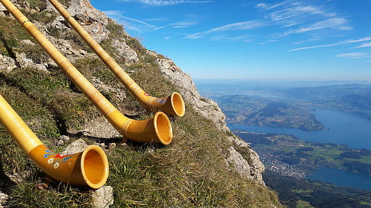 photo of three brown tubes on cliff