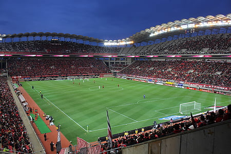 high angle photography of football stadium