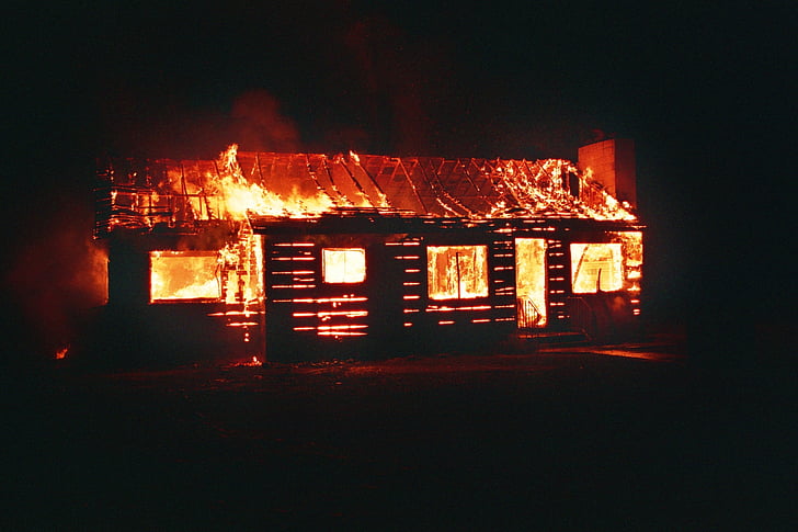 house burning during nighttime