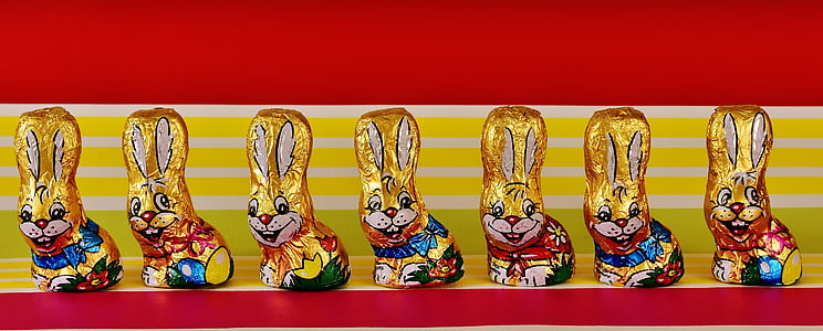 multicolored decorative rabbit figurines