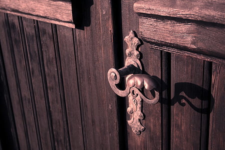 brass door knob on brown door