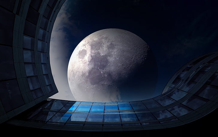 low angle photography of moon illustration