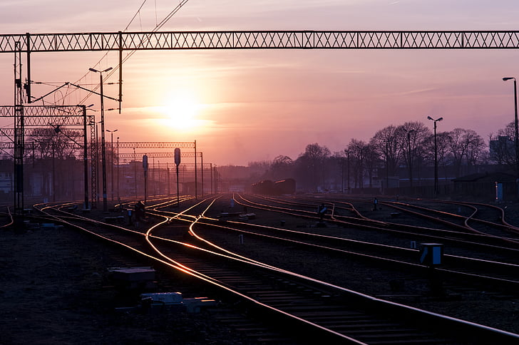 railroad during sunset