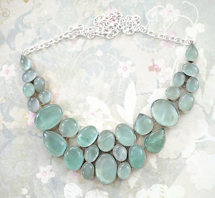Royalty-Free photo: Beaded blue gemstone bubble necklace | PickPik