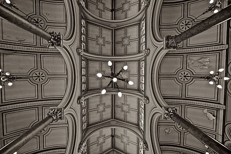 gray and white ceiling illustration