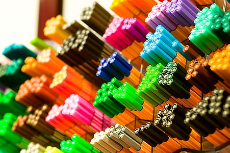 macro photography of assorted markers