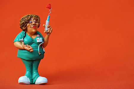 female nurse holding syringe animated character