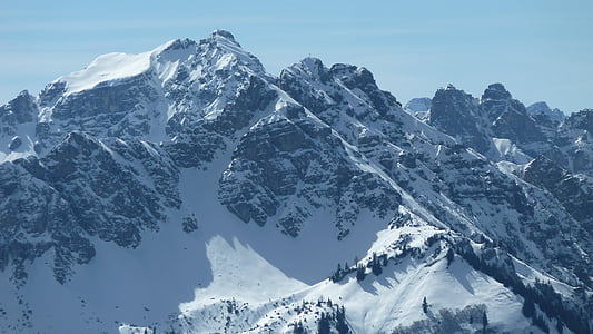 aerial photography of snow-covered mountains