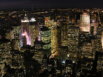 aerial photo of cityscale with lights