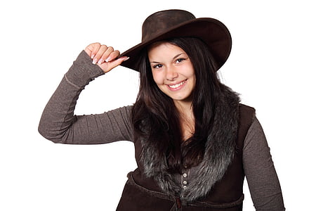 women's brown cowboy hat with with black top