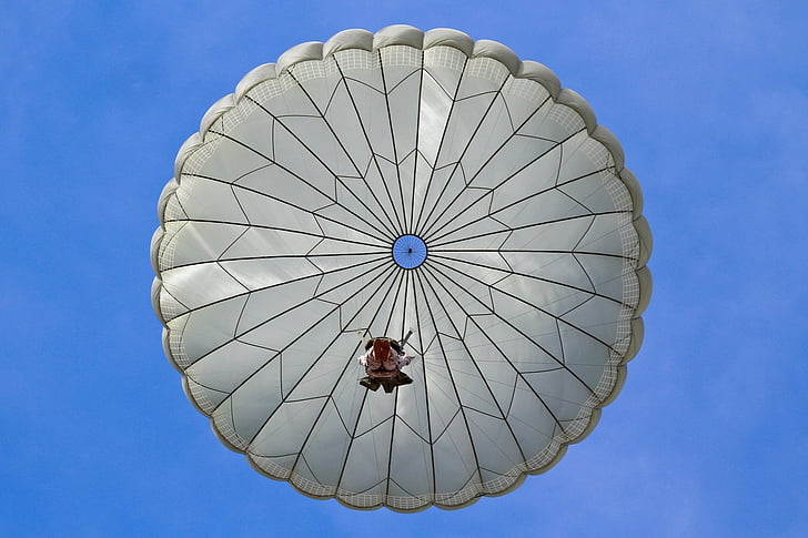 person parachuting on sky